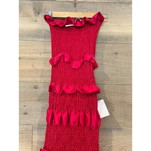 NEW ORIRE Nama Smocked Ruffle Strapless Fuschia Maxi Dress SIZE US 2 - Picture 5 of 11